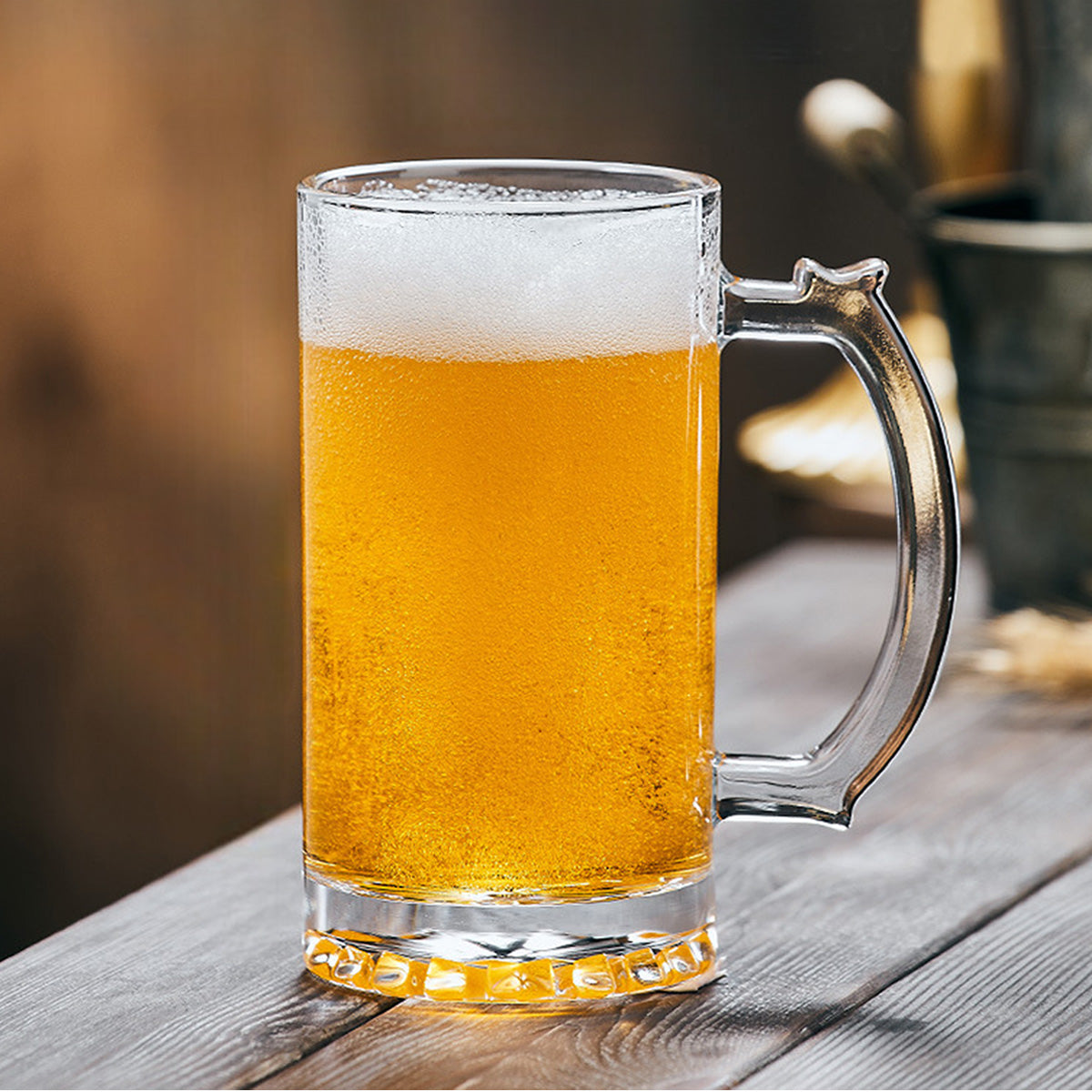 Set of 6 Glass Beer Mugs Larger Beer Glass Stein Mugs With Handle For Hot Cold Beverage