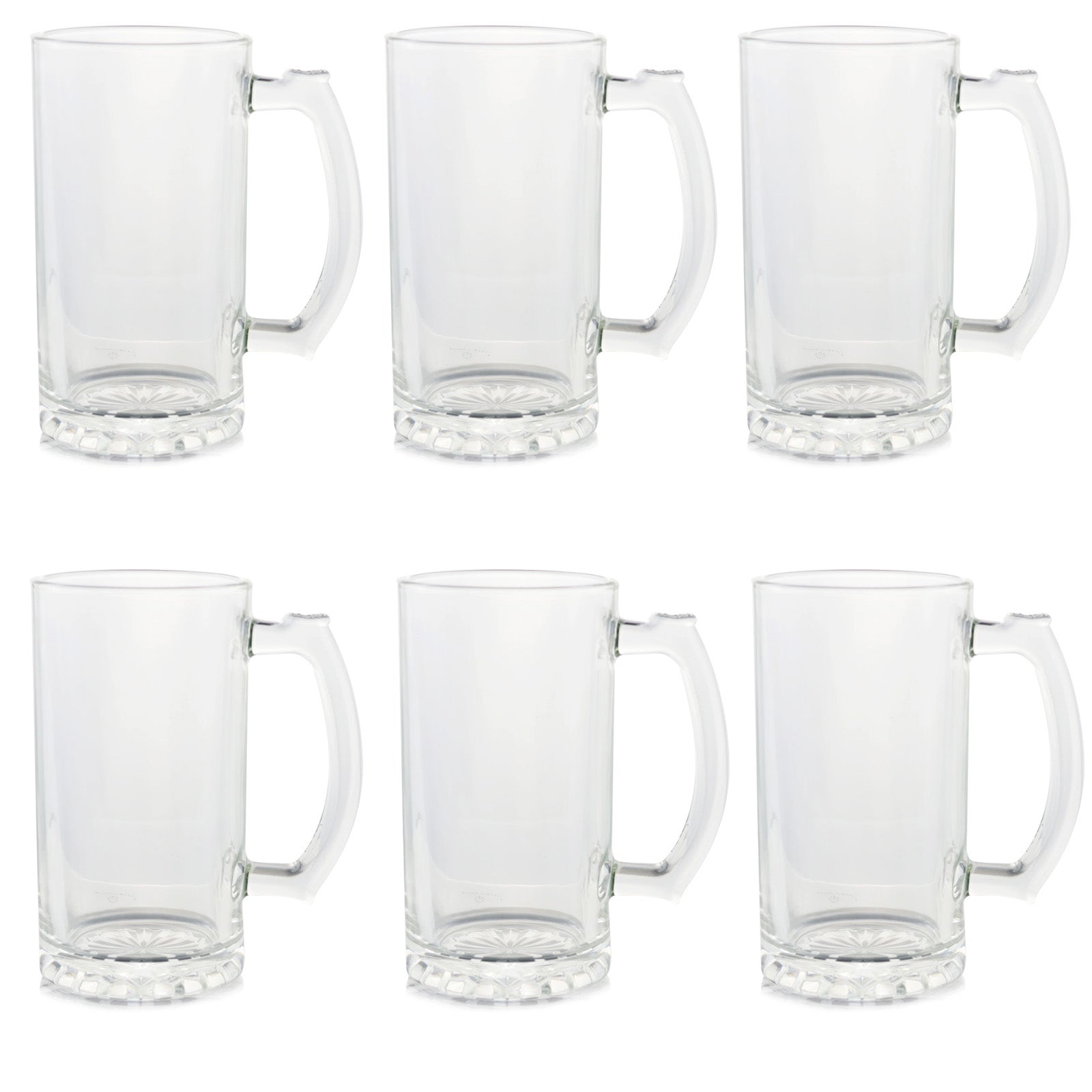 Set of 6 Glass Beer Mugs Larger Beer Glass Stein Mugs With Handle For Hot Cold Beverage