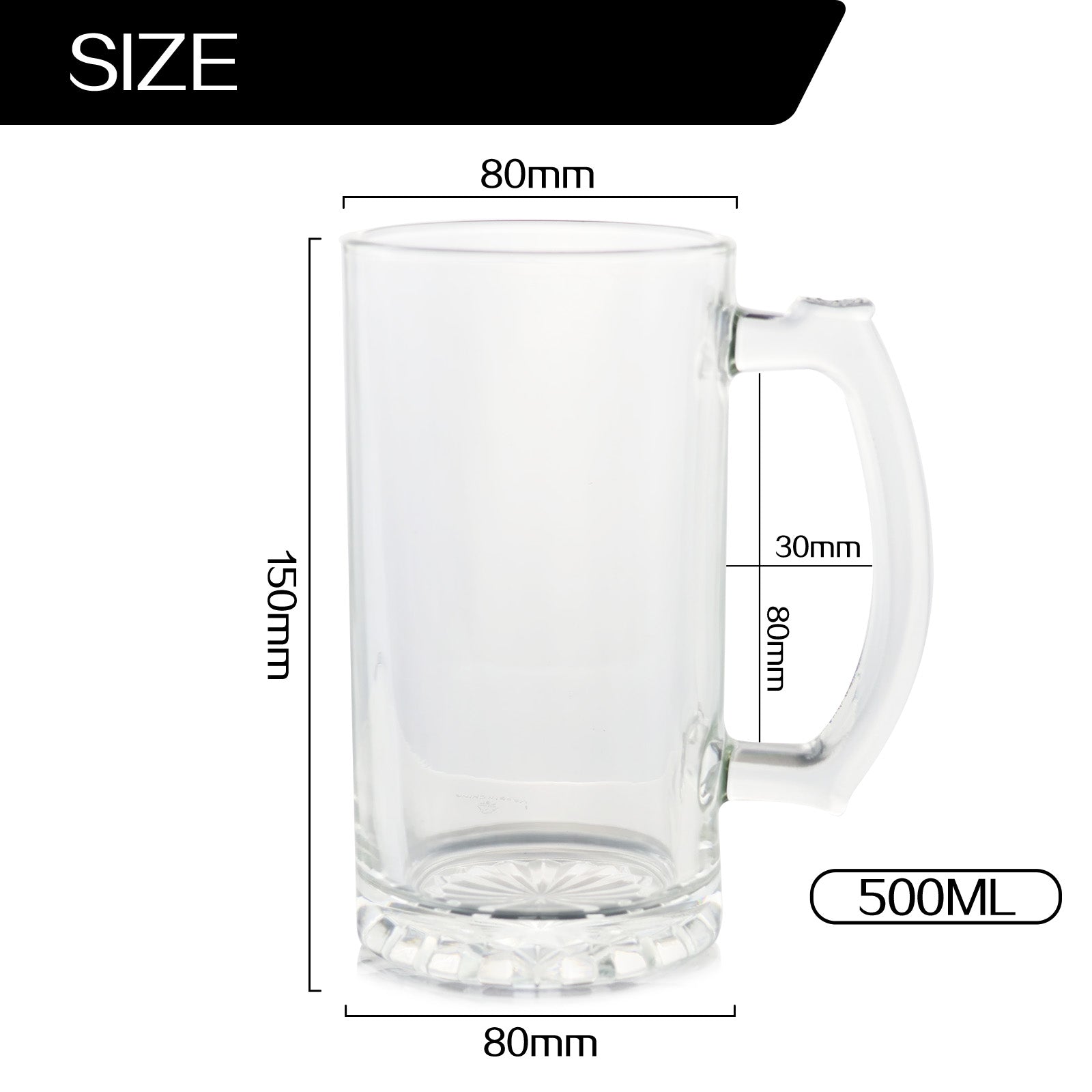 Set of 6 Glass Beer Mugs Larger Beer Glass Stein Mugs With Handle For Hot Cold Beverage