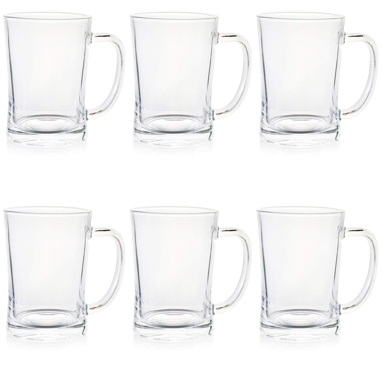 Set of 6 Extra Large Glass Beer Mugs Heavy Duty Thick Clear Beer Glass Steins With Handle For Hot Cold Beverage