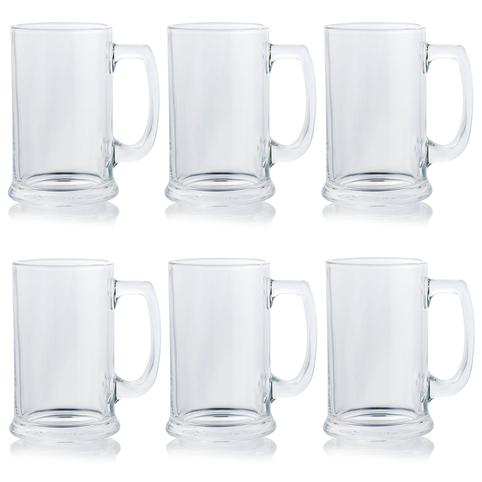 Set of 6 Glass Beer Mugs Heavy Large Thick Beer Glass Steins For Hot Cold Beverage