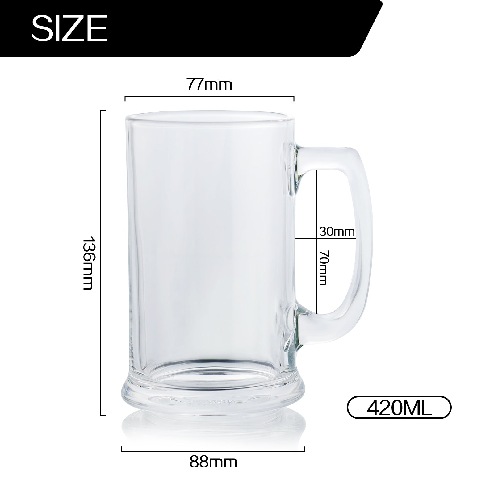 Set of 6 Glass Beer Mugs Heavy Large Thick Beer Glass Steins For Hot Cold Beverage