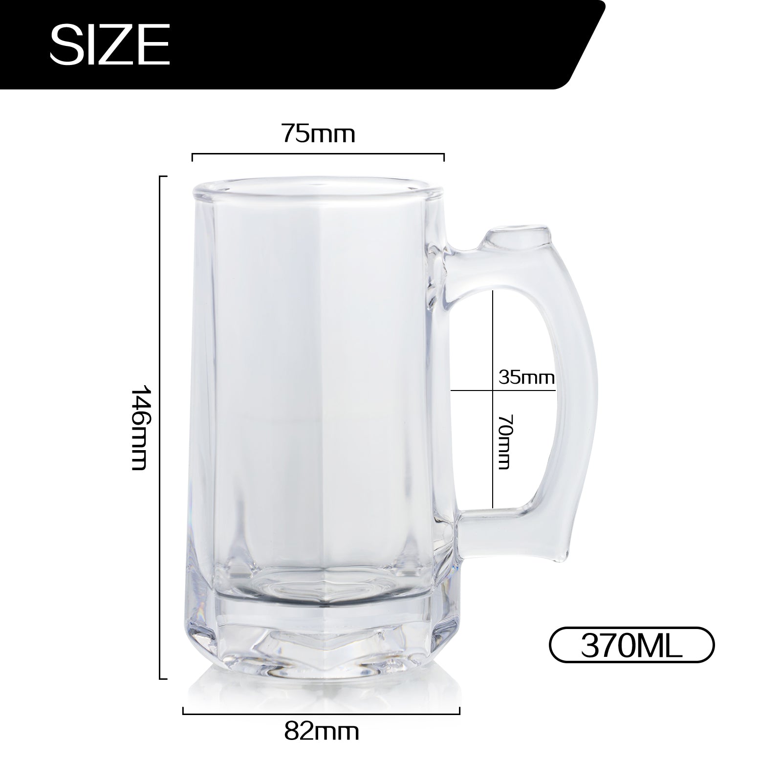 Set of 6 Glass Beer Mugs Large Heavy Duty Thick Glass Beer Steins For Hot Cold Beverage