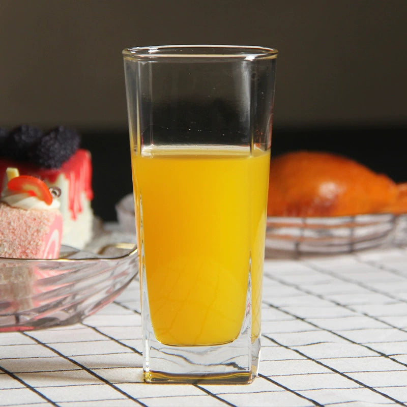 Set of 6 Glass Collins Drinking Tall Cups Kitchen Glasses for Hot Cold Beverage