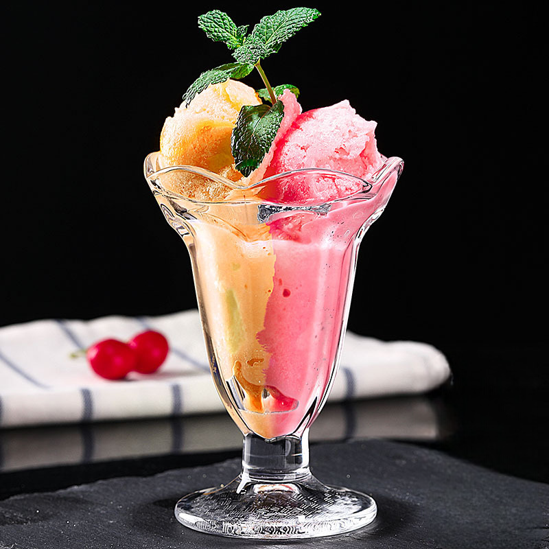 Set of 6 Glass Ice Cream Bowls Clear Tulip Sundae Dessert Bowls Footed Fruit Cups