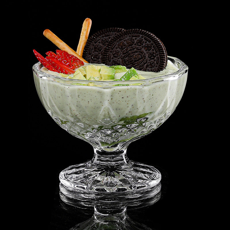 Set of 6 Glass Dessert Bowls Lead-Free Footed Ice Cream Cups Fruit Parfait Cups