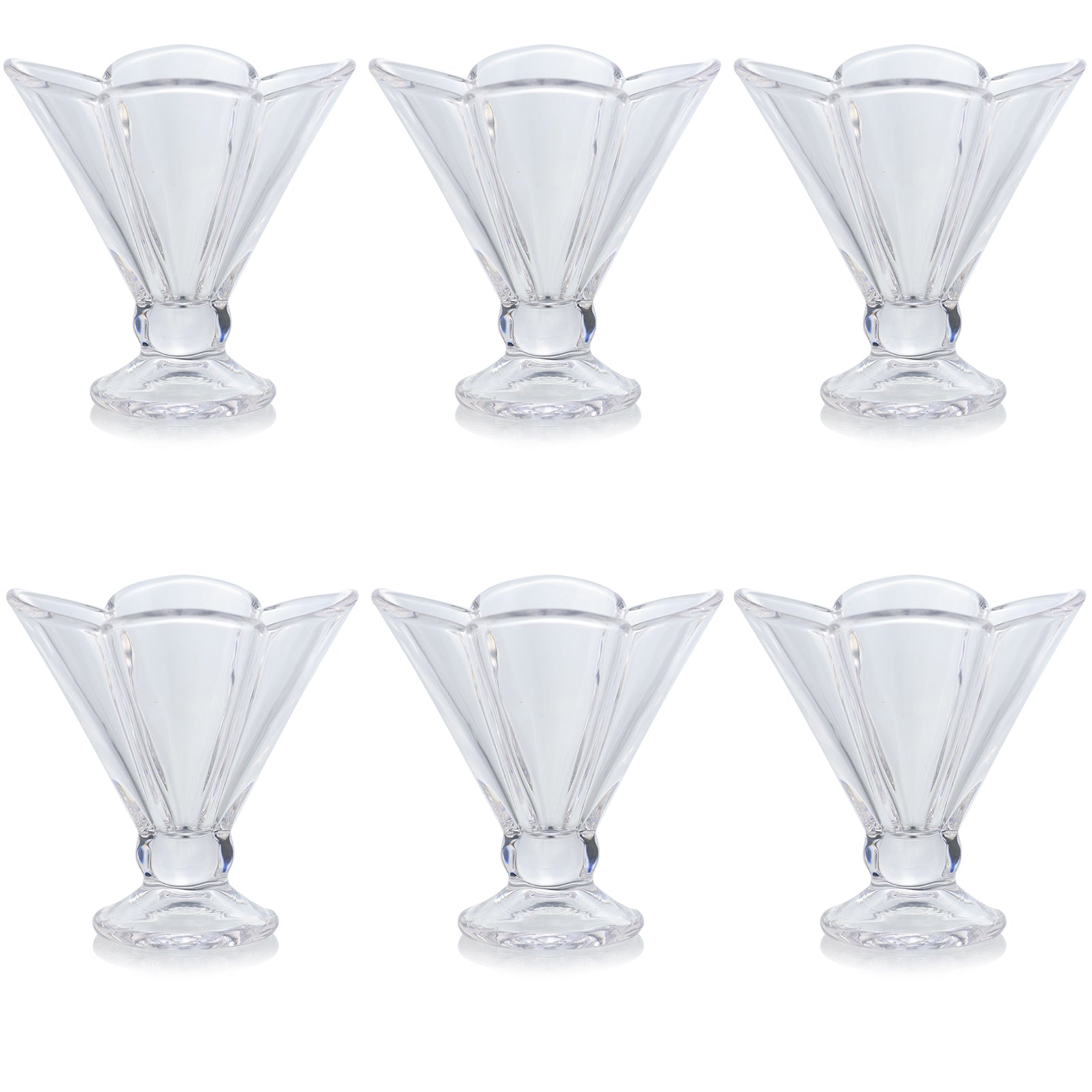 Set of 6 Glass Dessert Bowls Clear Footed Ice Cream Bowls Milkshake Sundae Cups
