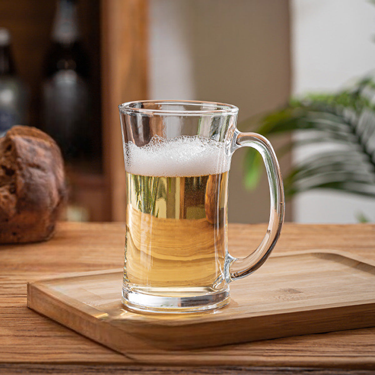 Set Of 6 Glass Beer Mugs Large Beer Glass Steins with Handle Hot Cold Beverage Mugs