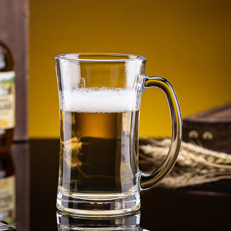 Set Of 6 Glass Beer Mugs Large Beer Glass Steins with Handle Hot Cold Beverage Mugs