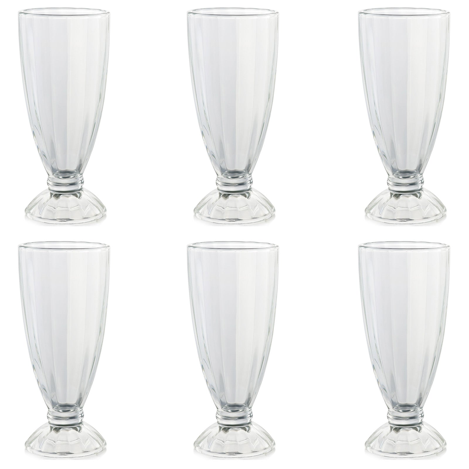 Set of 6 Milkshake Glasses Clear Soda Sundae Dessert Glasses Footed Ice Cream Cups