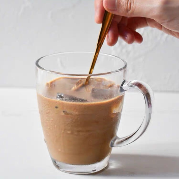 Set of 6 Premium Glass Coffee Mugs With Handle Wide Mouth Hot Cold Beverage Mugs