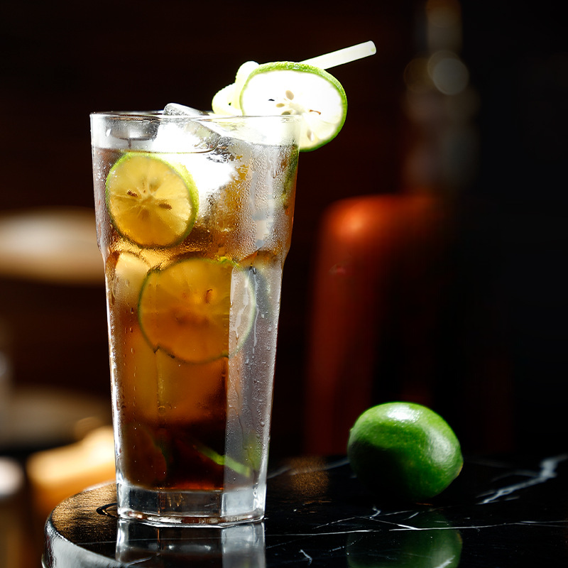 Set of 6 Highball Drinking Glasses Tall Collins Glasses Heavy Base Clear Glass Tumblers For Hot Cold Beverage