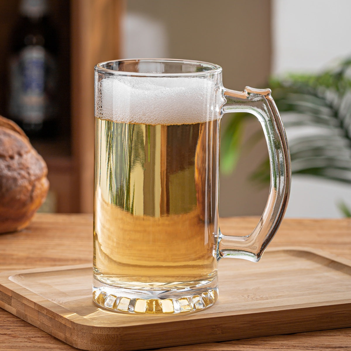 Set of 6 Glass Beer Mugs Larger Beer Glass Stein Mugs With Handle For Hot Cold Beverage