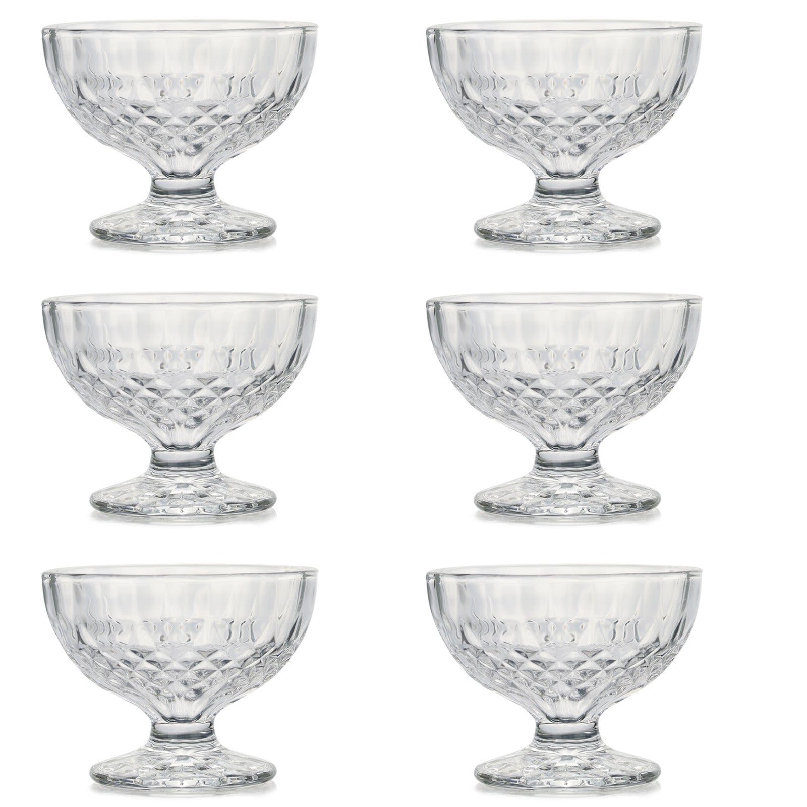 Set of 6 Glass Dessert Bowls Lead-Free Footed Ice Cream Cups Fruit Parfait Cups