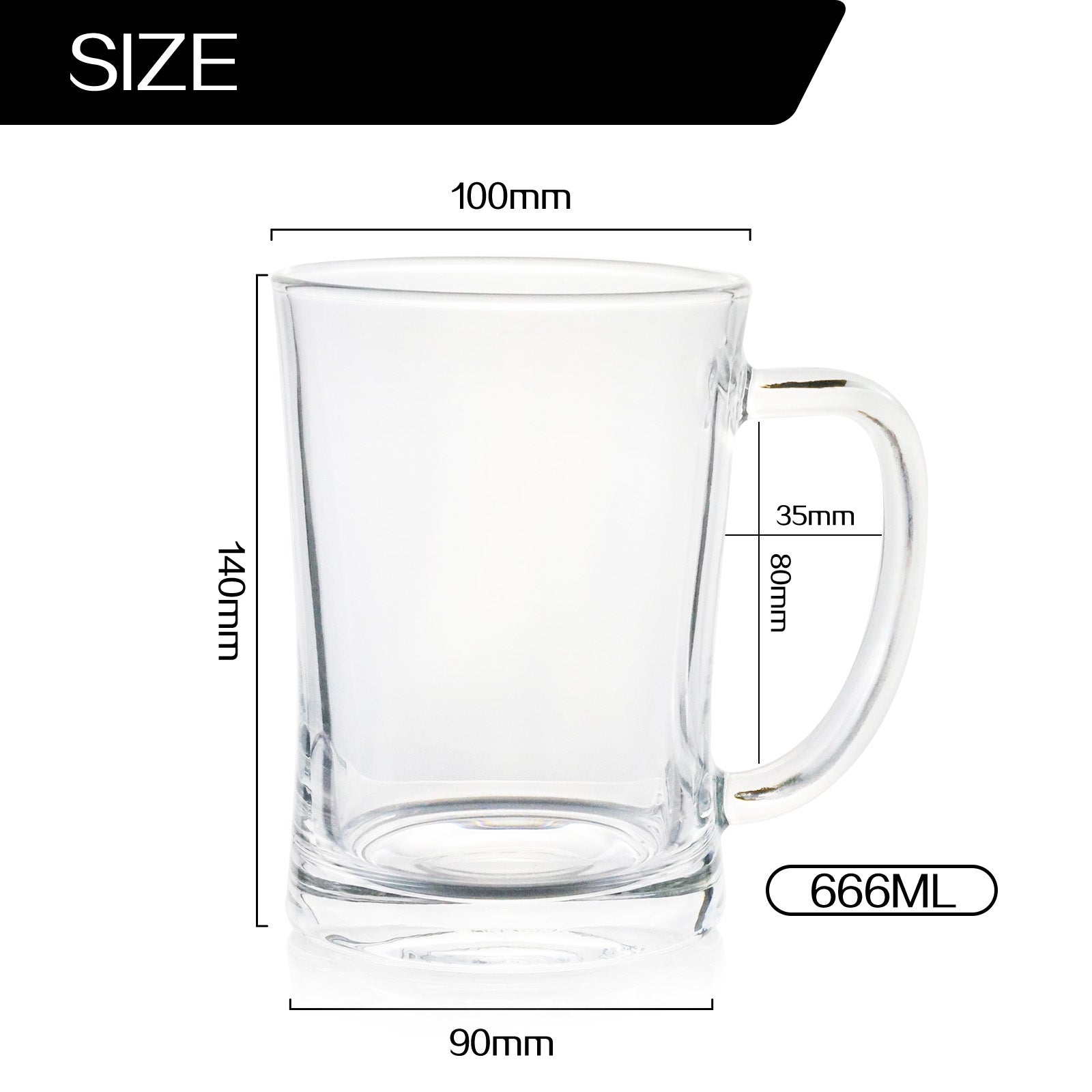 Set of 6 Extra Large Glass Beer Mugs Heavy Duty Thick Clear Beer Glass Steins With Handle For Hot Cold Beverage