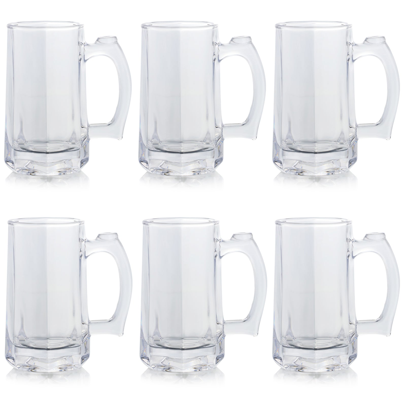 Set of 6 Glass Beer Mugs Large Heavy Duty Thick Glass Beer Steins For Hot Cold Beverage