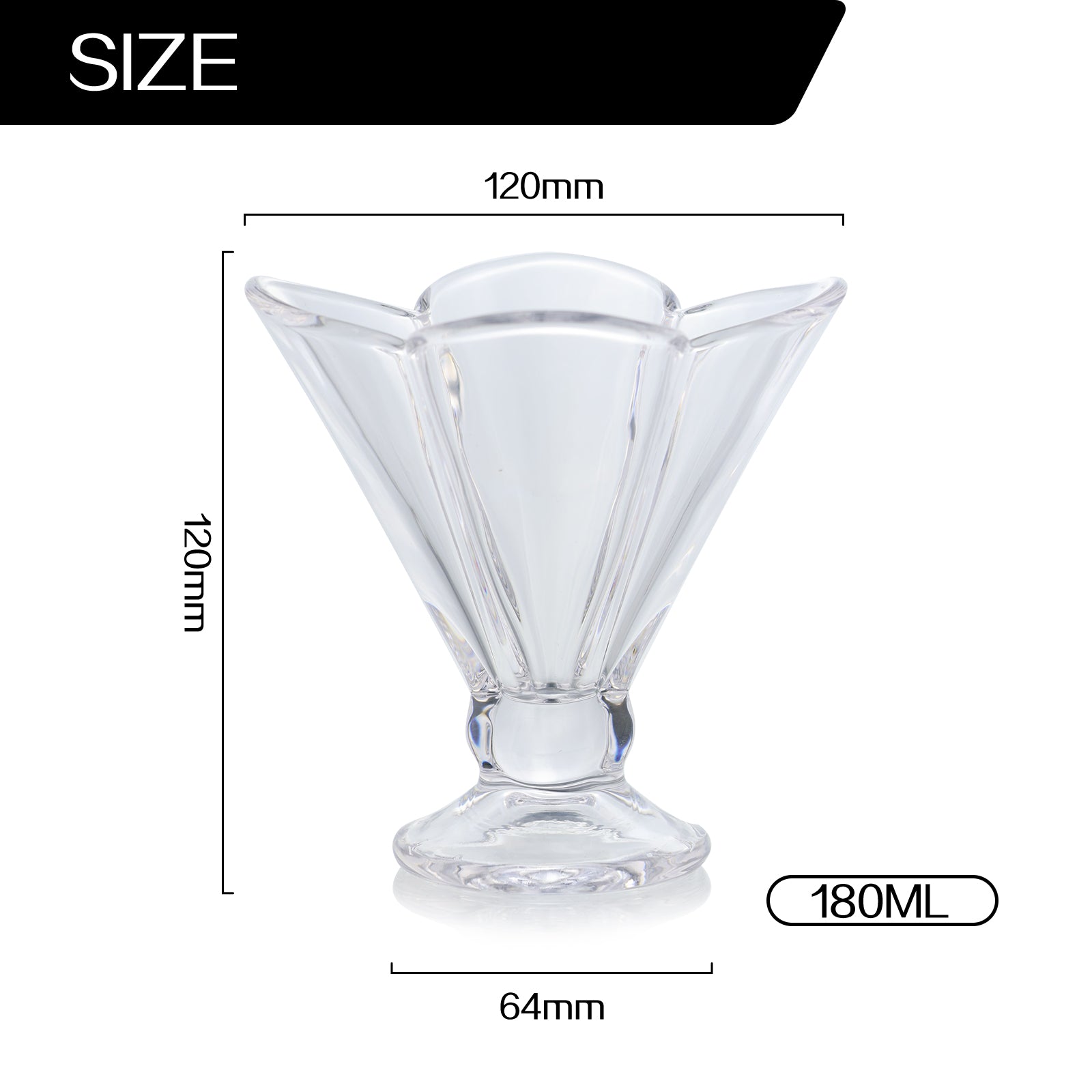 Set of 6 Glass Dessert Bowls Clear Footed Ice Cream Bowls Milkshake Sundae Cups