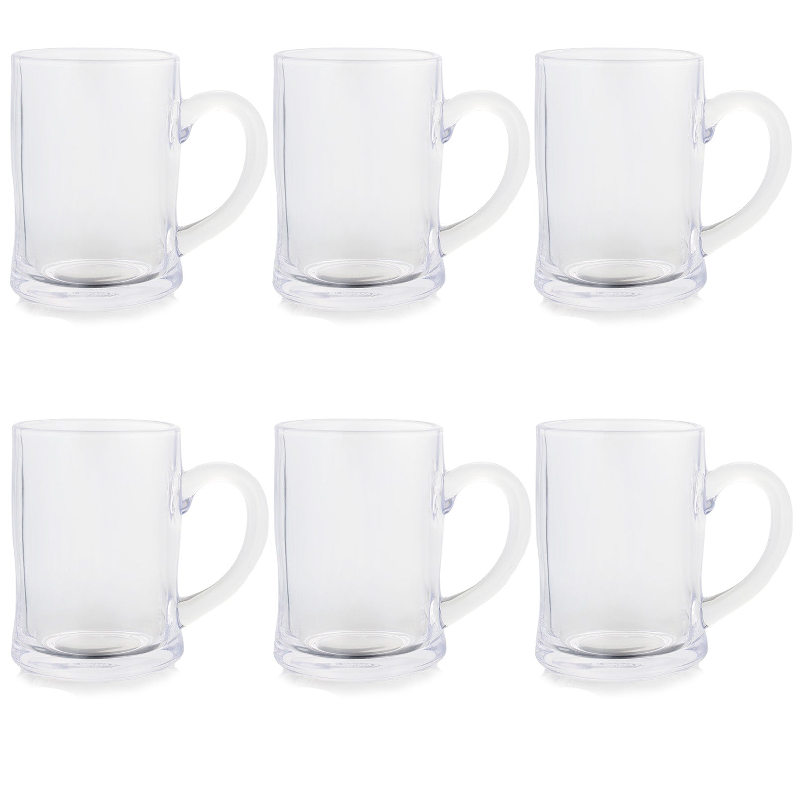 Set of 6 Glass Beer Mugs Large Clear Thick Beer Glass Steins with Handle Hot Cold Beverage