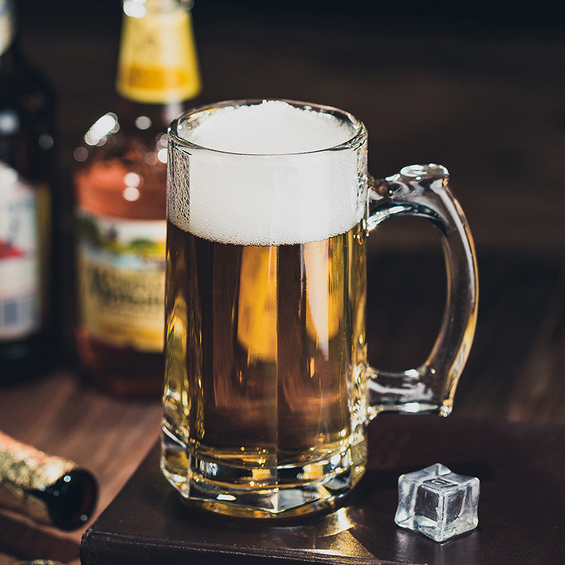 Set of 6 Glass Beer Mugs Large Heavy Duty Thick Glass Beer Steins For Hot Cold Beverage