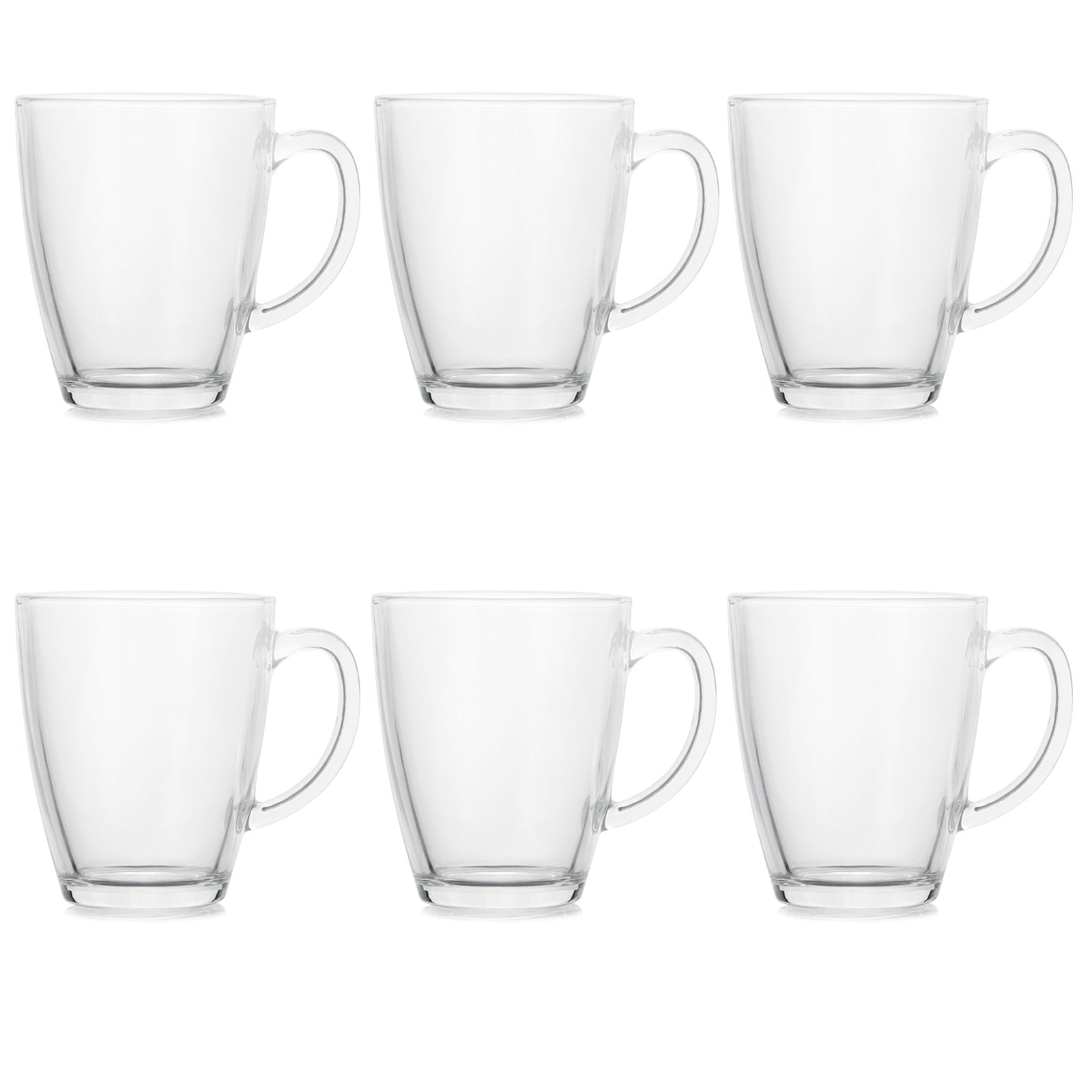 Set of 6  Premium Glass Coffee Mugs With Handle Wide Mouth Hot Cold Beverage Mugs