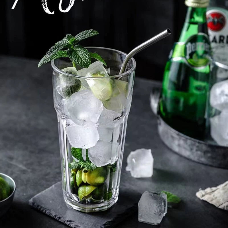 Set of 6 Highball Drinking Glasses Tall Collins Glasses Heavy Base Clear Glass Tumblers For Hot Cold Beverage