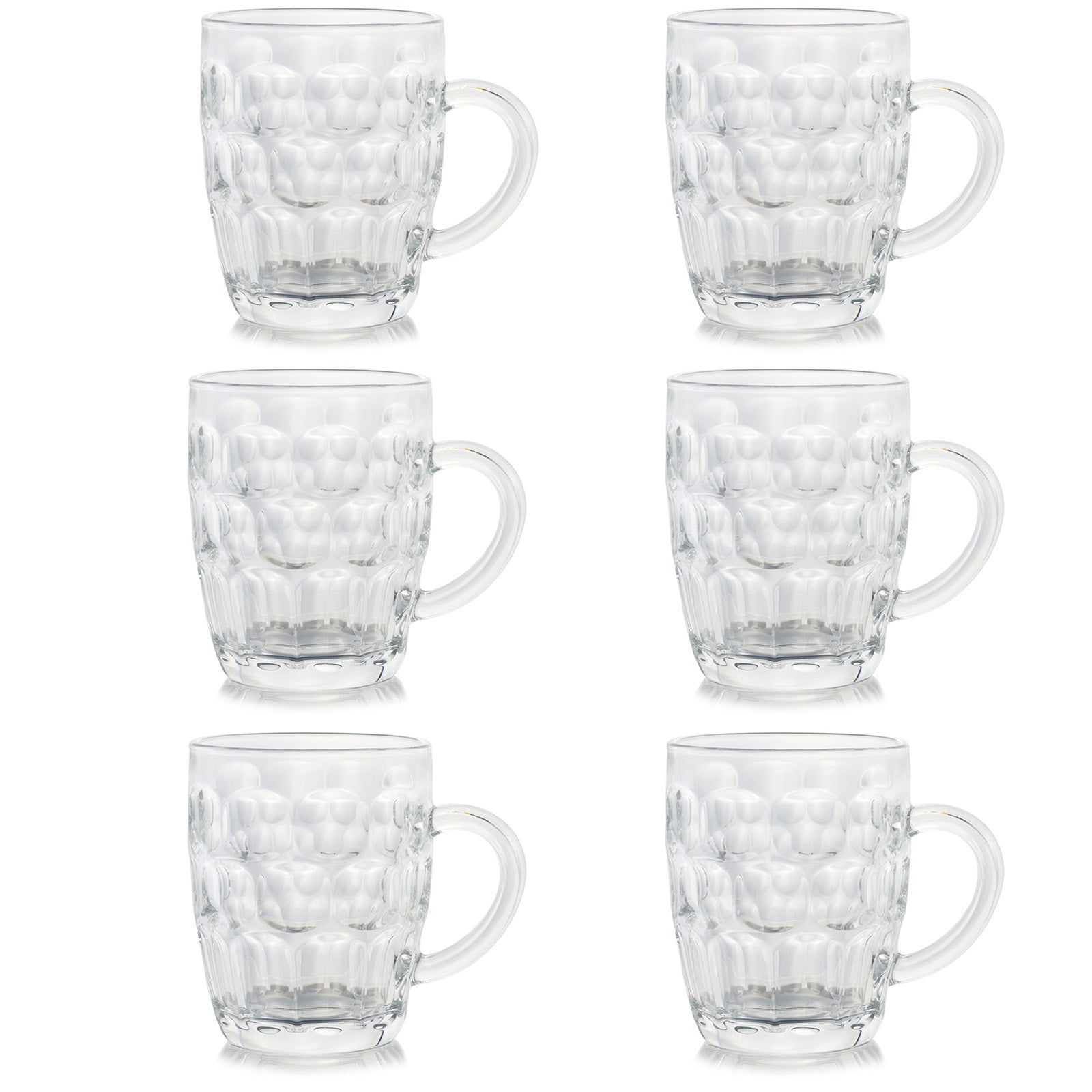 Set of 6 Glass Beer Mugs Large Beer Lead-Free Steins With Handle Hot Cold Beverge