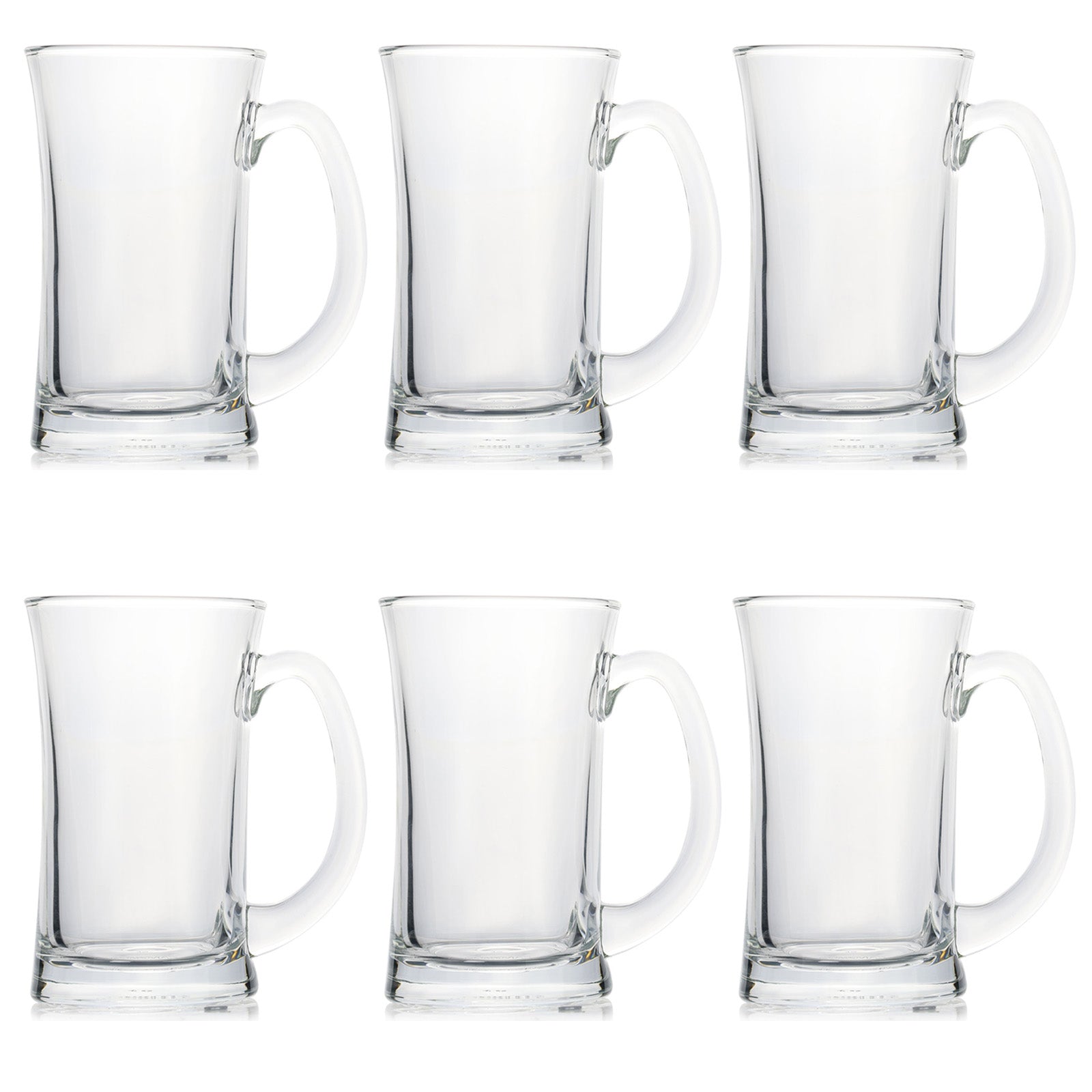 Set Of 6 Glass Beer Mugs Large Beer Glass Steins with Handle Hot Cold Beverage Mugs