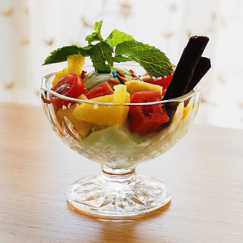 Set of 6 Glass Dessert Bowls Lead-Free Footed Ice Cream Cups Fruit Parfait Cups