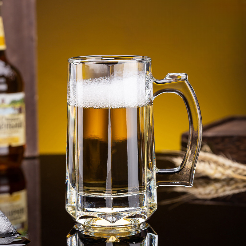 Set of 6 Glass Beer Mugs Large Heavy Duty Thick Glass Beer Steins For Hot Cold Beverage